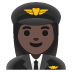 👩🏿‍✈️ woman pilot: dark skin tone display on Google